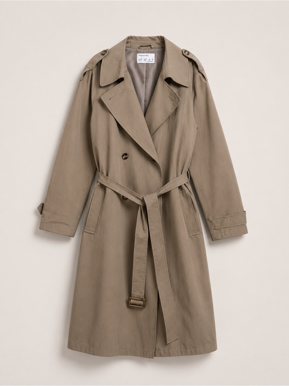 Classic Primark Khaki Green Belted Trench Coat